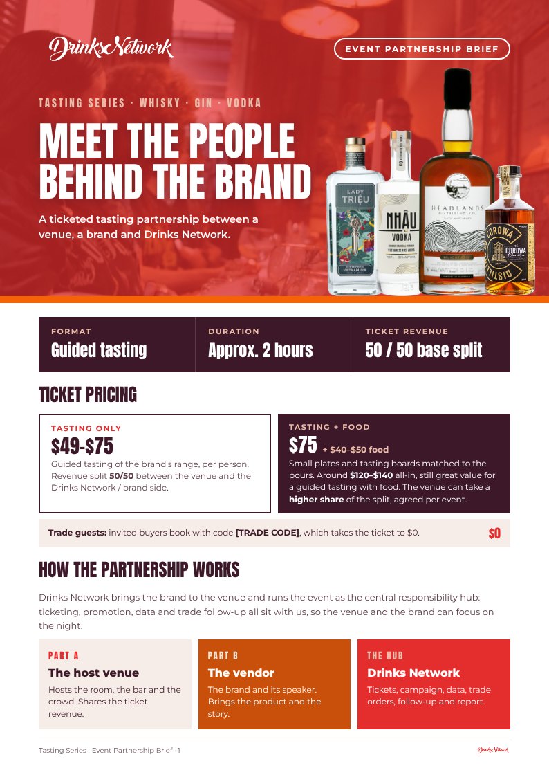 Page 1 of the Tasting Event Partnership Brief